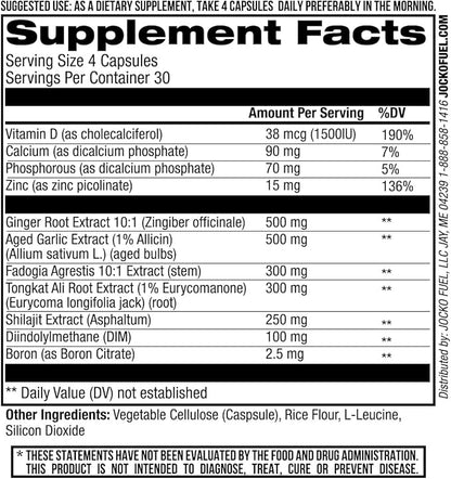 Jocko Fuel Test Booster for Men - Natural Endurance, Stamina, & Strength Booster - Muscle Builder