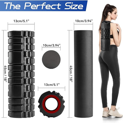 Foam Roller High Density Foam Roller Set for Deep Tissue Muscle Massage, 18" Trigger Point Fitness