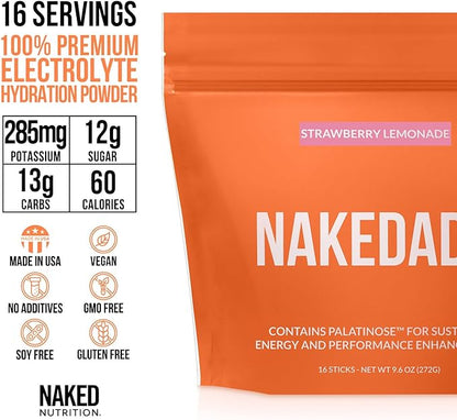 Nakedade Strawberry Lemonade ??Performance Enhancing Sports Drink Powder - Electrolyte Powder ??No