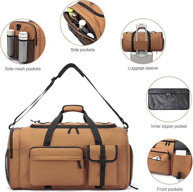 Lyweem Large Duffle Bag Backpack for Travel, 70L Heavy Duty Gym Duffel Bag with Shoes Compartment
