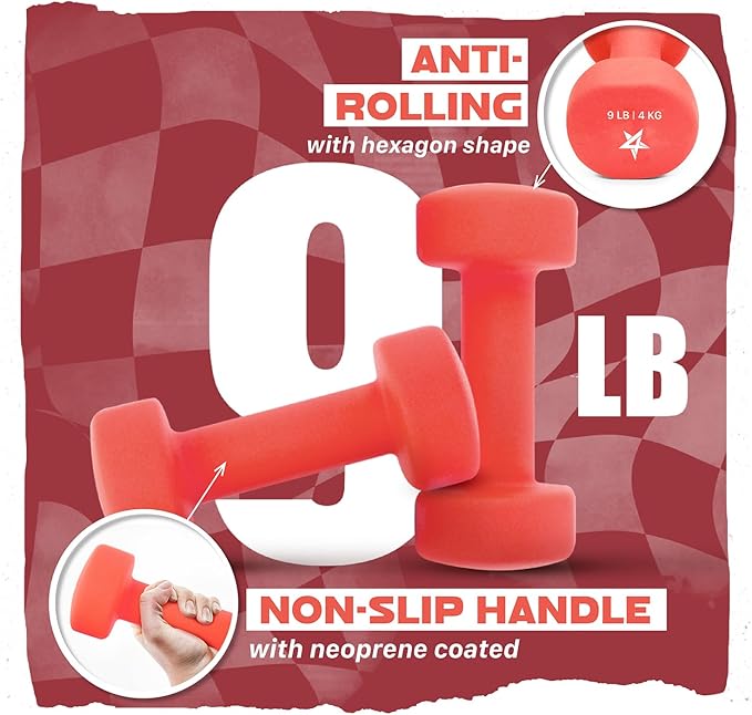 Yes4All Neoprene Coated Dumbbell Hand Weight Sets of 2 - Multiple Weight Options with 15 Colors