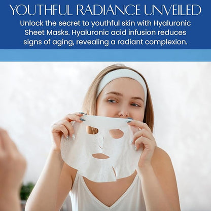 Hyaluronic Acid Sheet Face Mask - Skin Firming, Anti-Aging, Moisturizes & Plumps Skin