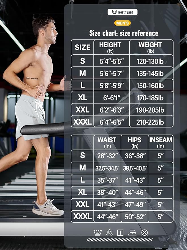 NORTHYARD Men's Running Athletic Shorts 5'' Workout Gym Tennis Short Quick Dry Lightweight Active