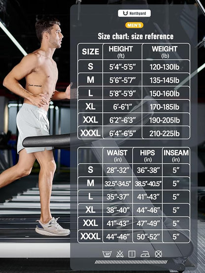 NORTHYARD Men's Running Athletic Shorts 5'' Workout Gym Tennis Short Quick Dry Lightweight Active