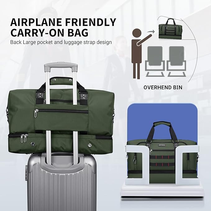 WITZMAN Travel Duffle Bags for Men Weekender Bags with Toiletry Bag Sets Carry On Overnight Bag 55L