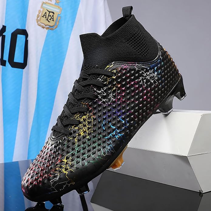 Men's Soccer Shoes High-Top Soccer Cleats Outdoor Breathable Athletic Professional Spikes Youth