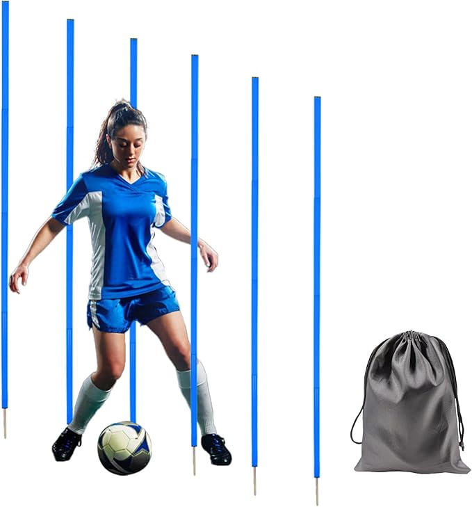 6 Pcs 5FT Adjustable Agility Training Poles for Soccer,Basketball,Football,Dog,Horse Training-Speed