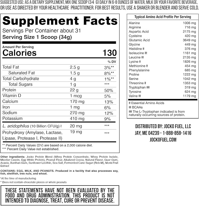 Jocko Fuel Mölk Whey Protein Powder 22g Low Sugar Monk Fruit Blend - Muscle Recovery & Growth
