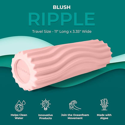 Oceanfoam Ripple Travel Foam Roller (11" x 3.35") Firm Mini Foam Roller for Physical Therapy, Deep
