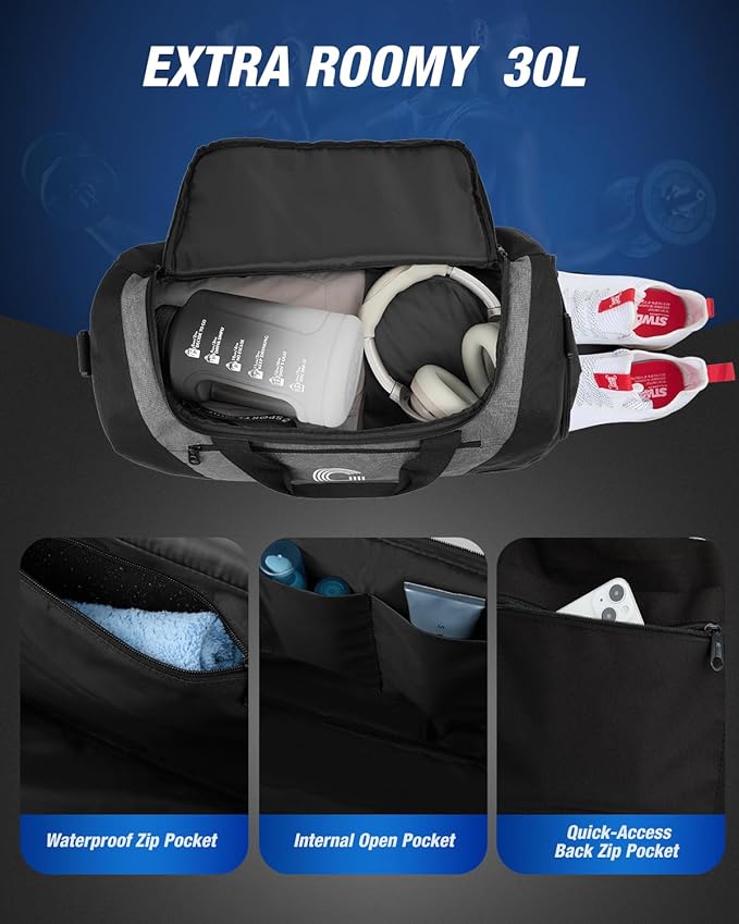 Gonex Gym Duffel Bag with Shoe Compartment Wet Pocket, Large Capacity Sports Duffle Bag for Men