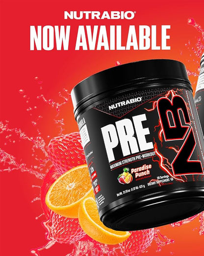 NutraBio Preworkout Powder, Paradise Punch| Explosive Energy, Laser Focus, Extreme Pumps| Pre