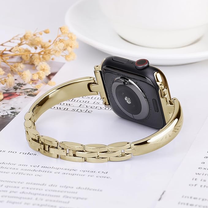 Silm Metal Band Compatible with Fitbit Versa 4/Fitbit Sense 2 Band Cute Women, Bling Jewelry Strap