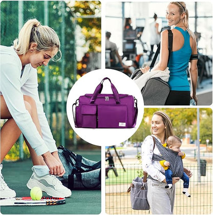 FIORETTO Women's Gym Duffle Bag with Shoes Compartment, 37L Capacity, Ideal for Travel, Gym