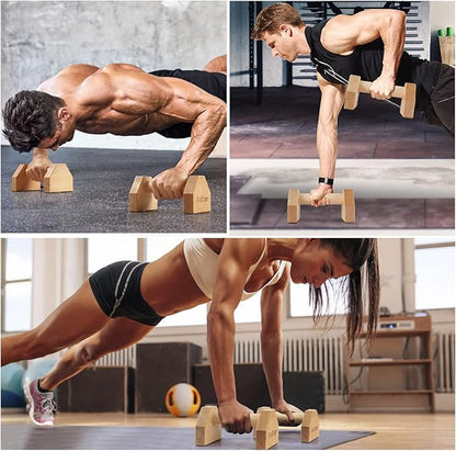 Push Up Stands, Handstand Parallettes Bars, Solid Wood Push Up Bars with Non-Slip Mat Push up