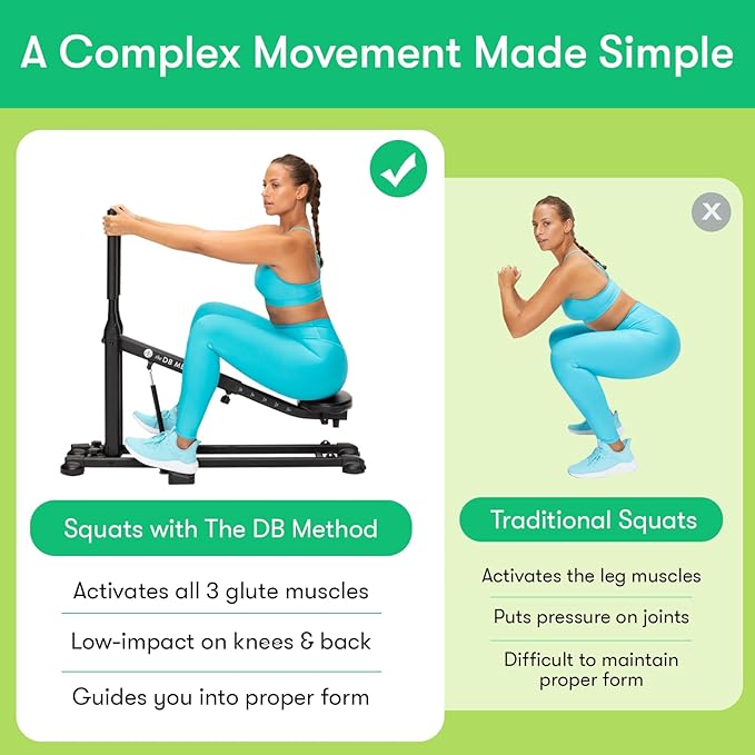 The DB Method Squat Machine, Workout Equipment for Home Gym, Exercise Leg and Glutes, Low Impact