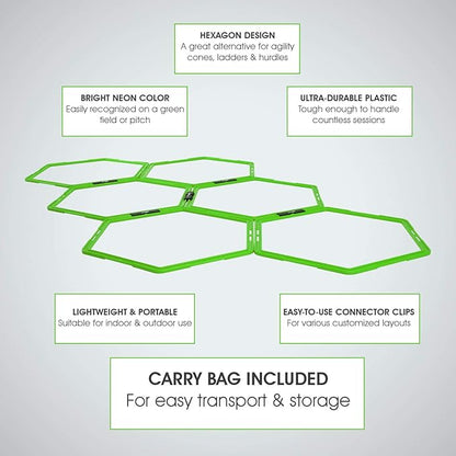 Yes4All Hex Agility Rings/Speed Rings with Carrying Bag – Hexagon Rings, Agility Hurdles for