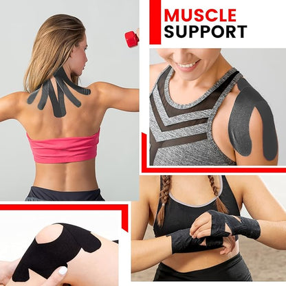 60PCS Precut Kinesiology Tape Strips, 2 inch x 10 inch Athletic Tape, Kinetic Tape, Elastic Muscle