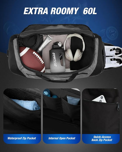 Gonex Gym Duffel Bag with Shoe Compartment Wet Pocket, Large Capacity Sports Duffle Bag for Men
