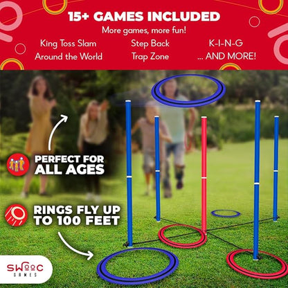 SWOOC Games - King Toss™ | Giant Ring Toss Game for Kids and Adults (4ft x 4ft) | Weatherproof