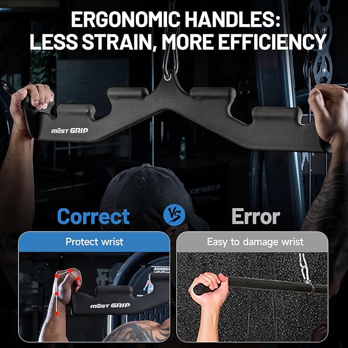 LAT Pull Down Bar with 6 Ergonomic Handles, Neutral Grip LAT Pulldown Attachments for Whole Back