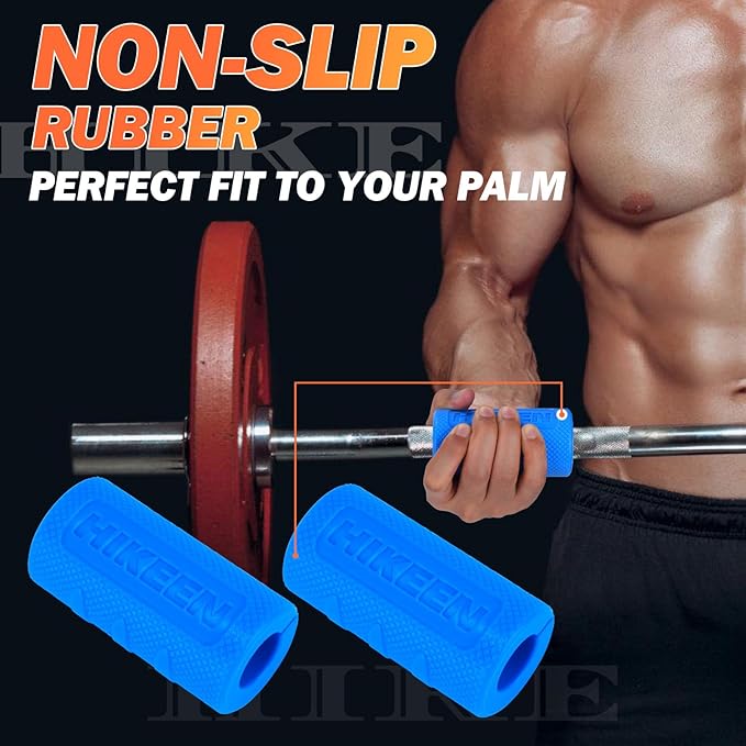 Hikeen Thick Bar Dumbbell Grips,Non Slip Hard Rubber Barbell Grips,Grips for Weight Lifting, Muscle