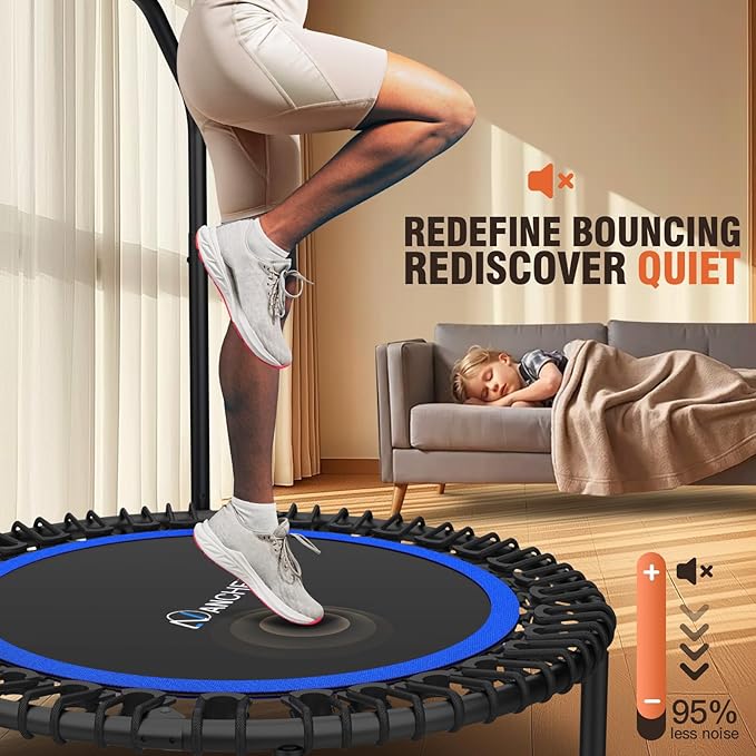 Bungee Rebounder Trampoline,ANCHEER 40" Foldable Fitness Trampoline with 4-Level Adjustable