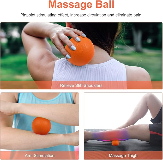 5 in 1 Foam Roller Set Includes Hollow Core Massage Roller, Yoga Stick, Massage Ball, Fitness
