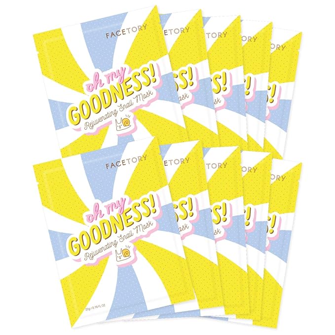 FACETORY K Beauty Face Mask Skin Care - OH MY GOODNESS REJUVENATING SNAIL Sheet Mask with Snail