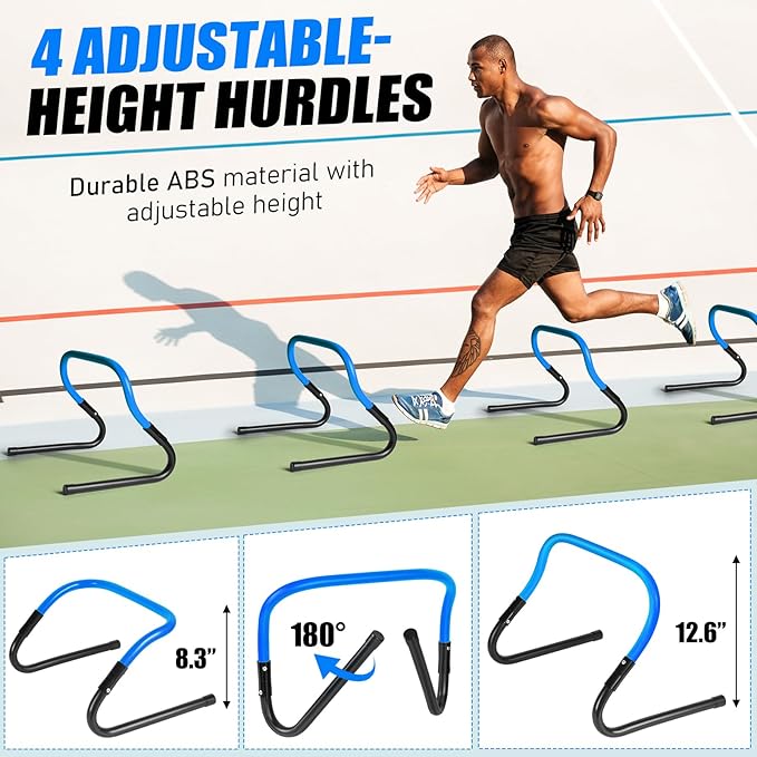 Soccer Training Equipment, Agility Speed Training Set with 20ft Speed Ladder, 12 Cones, 4