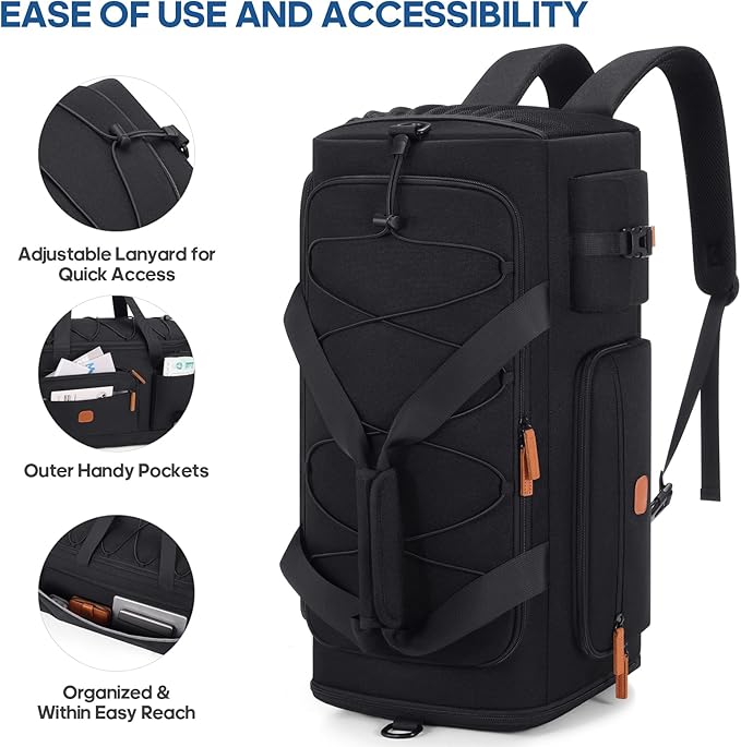 Gym Bag for Men and Women with Shoe & Laptop Compartment, 3-in-1 Sports Travel Duffel Bag