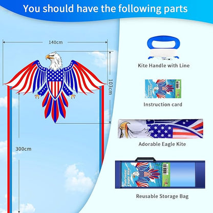 Xida Kites for Kids Ages 4-8, Large Kite for Adults, Easy to Fly Beach Kites with Handle and