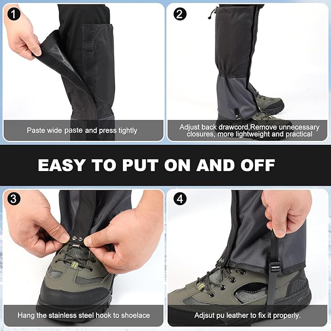 Waterproof Trail Gators for Hiking Boots Adjustable Ankle Leg Gaiters for Men Women Shoe Gaiters