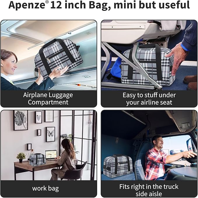 Small Gym Bag Carry On Bag - 12 in Mini Duffle Bag Lightweight for Overnight Travel(Gray white
