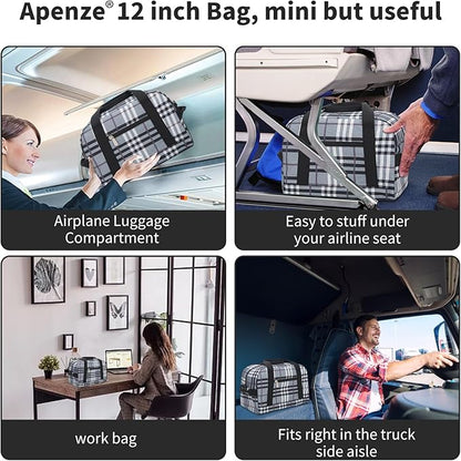Small Gym Bag Carry On Bag - 12 in Mini Duffle Bag Lightweight for Overnight Travel(Gray white