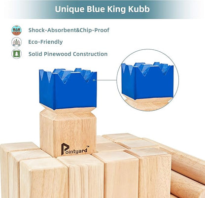 Pointyard Kubb Yard Game Set, Kubb Game Set with Carrying Bag - Wooden Toss Game Set for Outdoor