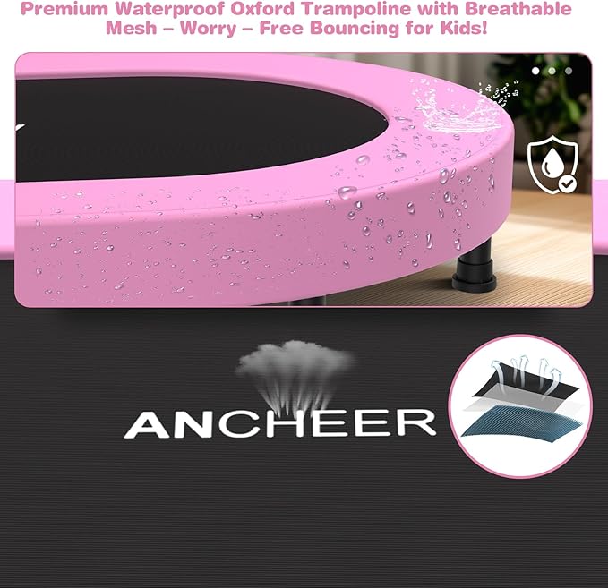ANCHEER 56'' Foldable Mini Trampoline with Adjustable Handle - Indoor/Outdoor Rebounder for Kids &