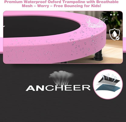 ANCHEER 56'' Foldable Mini Trampoline with Adjustable Handle - Indoor/Outdoor Rebounder for Kids &