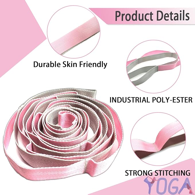 Stretching Strap Yoga Strap with Loops, Stretch Straps for Physical Therapy, Non-Elastic Exercise