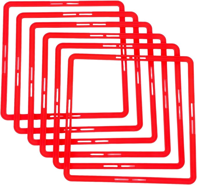 POPETPOP Square Agility Rings, 6pcs Speed Rings, Youth Agility Footwork Training Speed Hurdles
