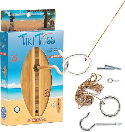 Tiki Toss Ring Toss Game for Adults & Kids - Hook and Ring Games with String and Hooks for