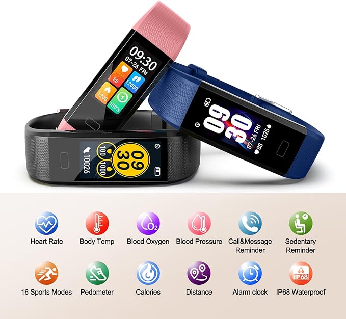 ENGERWALL Fitness Tracker with Step Counter/Calories/Stopwatch, Activity Tracker with Heart Rate