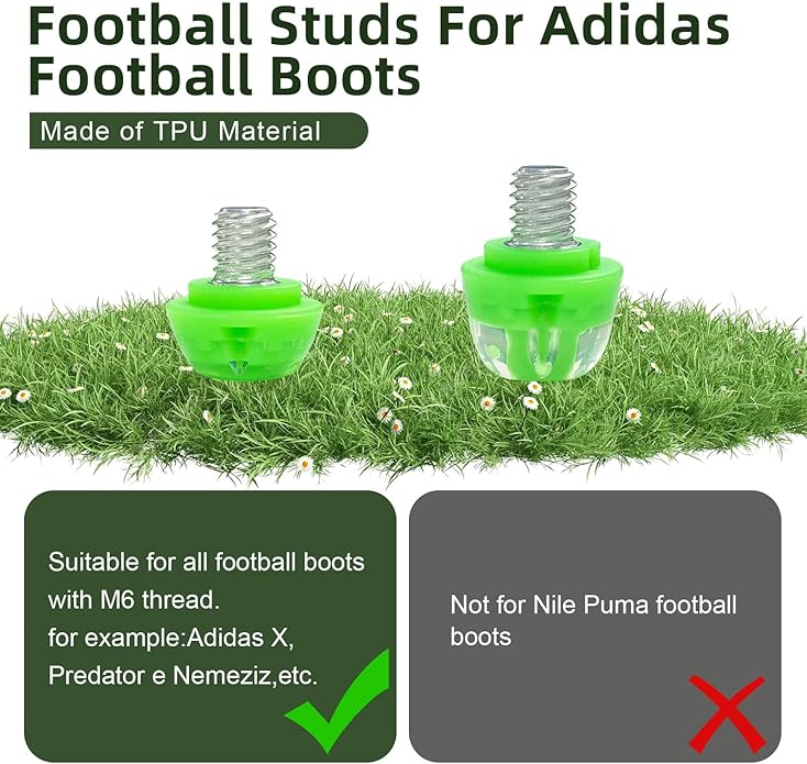 Soccer Cleat Studs, Replacement TPU Football Spikes with Wrench, Lightweight & Durable for Adidas
