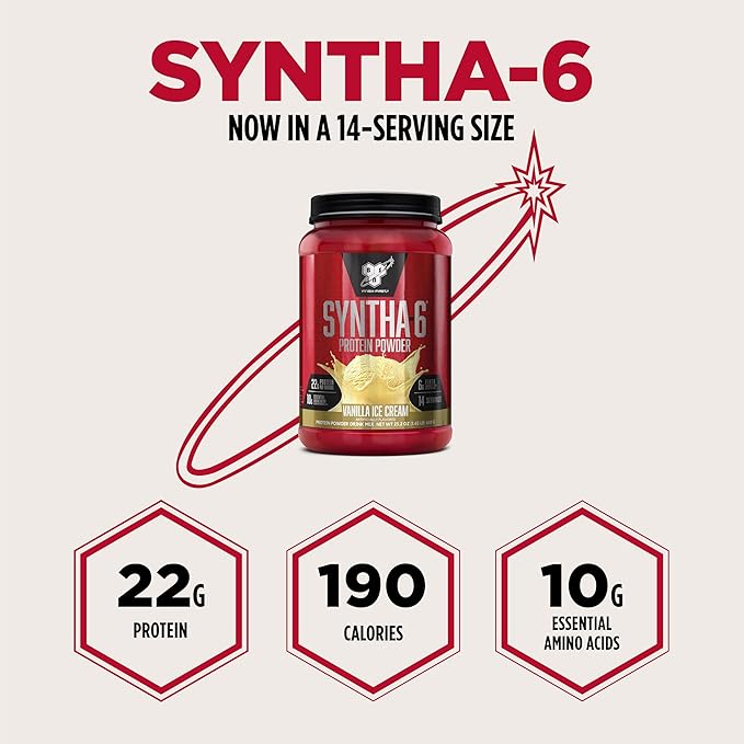 BSN SYNTHA-6 Premium Protein Powder with 6g of Fiber, Whey Protein, Micellar Casein, Milk Protein