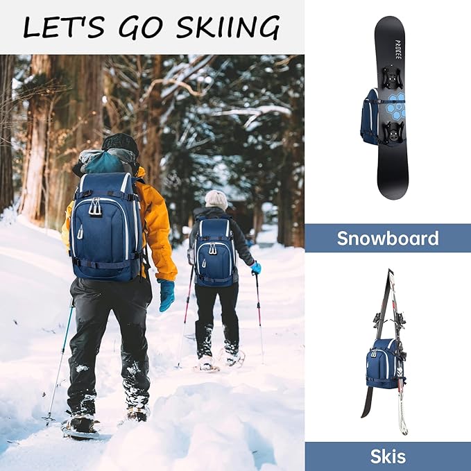 Ski Boot Bag, 50L Ski Boot Travel Backpack for Skis, Snowboard & Accessories, Waterproof Padded Ski