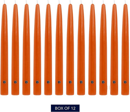 Colonial Candle Unscented Taper Candle, Handipt Collection, Pumpkin, 12 in, Pack of 12 - Up to 10