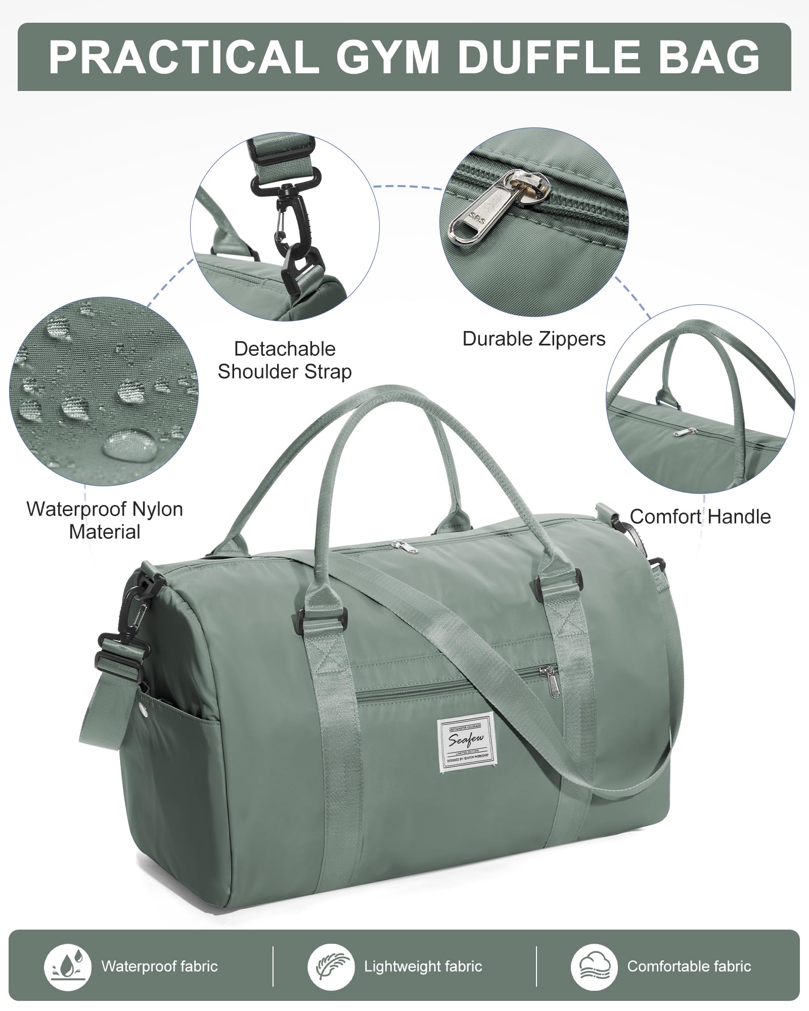 Gym Bag Womens Mens with Shoes Compartment and Wet Pocket Travel Duffel Bag for Women for Plane