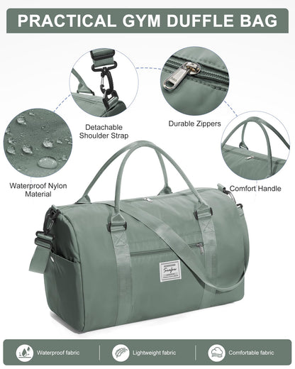 Gym Bag Womens Mens with Shoes Compartment and Wet Pocket Travel Duffel Bag for Women for Plane
