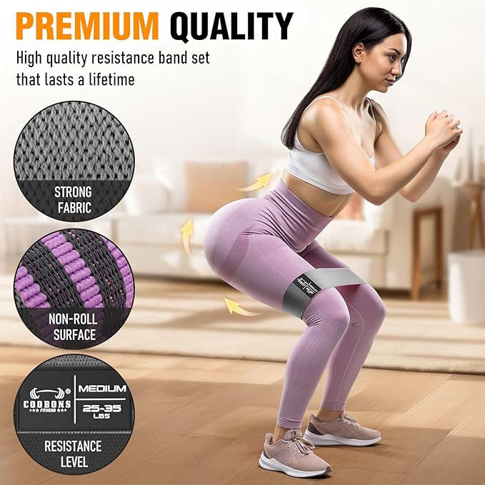 Fabric Resistance Bands for Working Out - Exercise Bands for Women and Men, Booty Bands for Legs