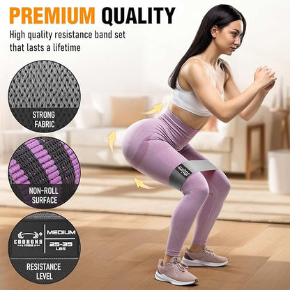Fabric Resistance Bands for Working Out - Exercise Bands for Women and Men, Booty Bands for Legs