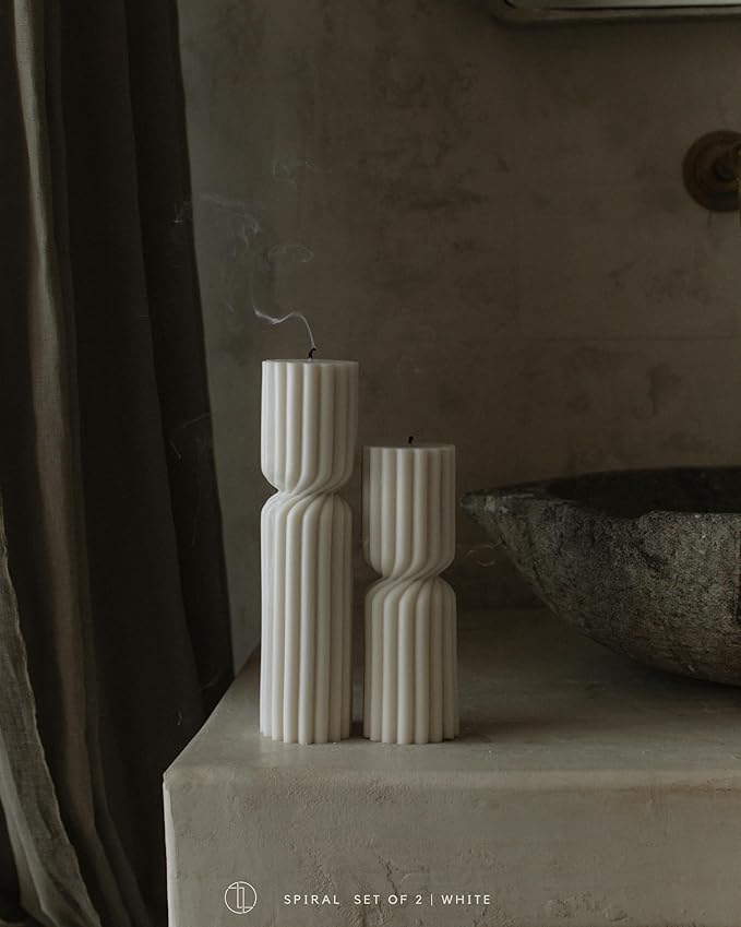 LAWA Spiral Spire Candle - Large Beautiful Handmade Pillar Scented Soy Wax Elegant Bubble Aesthetic